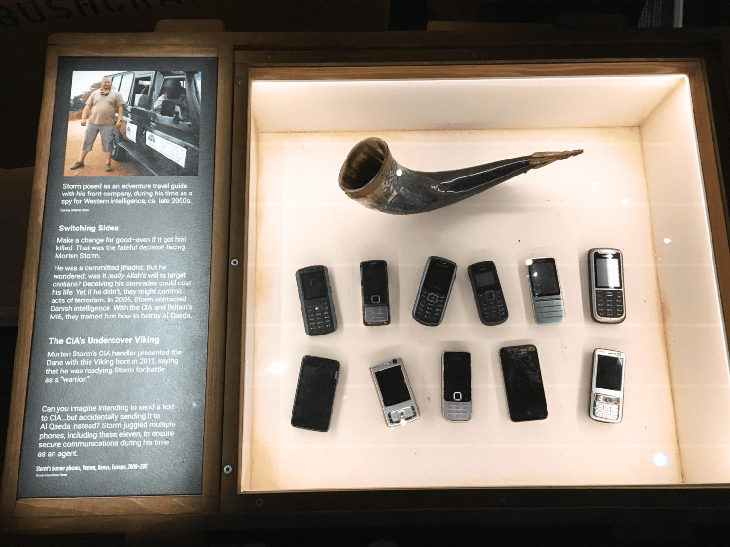 International Spy Museum: Ultimate Guide to DC's Top Secret Attraction 6 Morten Storm Undercover Agent cell phones and Viking horn at the International Spy Museum in Washington DC