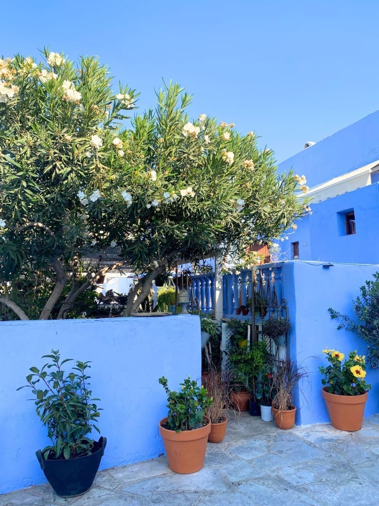 3 Days in Santorini, Greece: My Affordable Itinerary for Families 4 Blue house in Santorini Greece