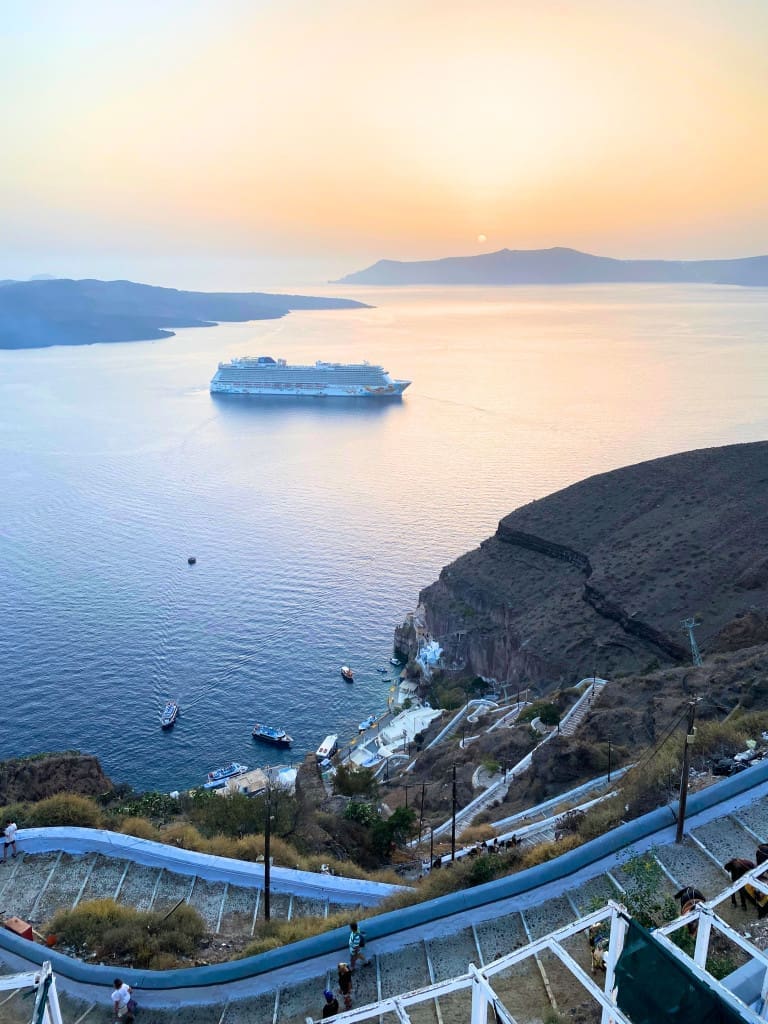 Santorini, Greece Travel Guide: Essential Tips for First-Time Visitors 21 View from Fanari Restaurant Fira in Santorini Greece over the Caldera
