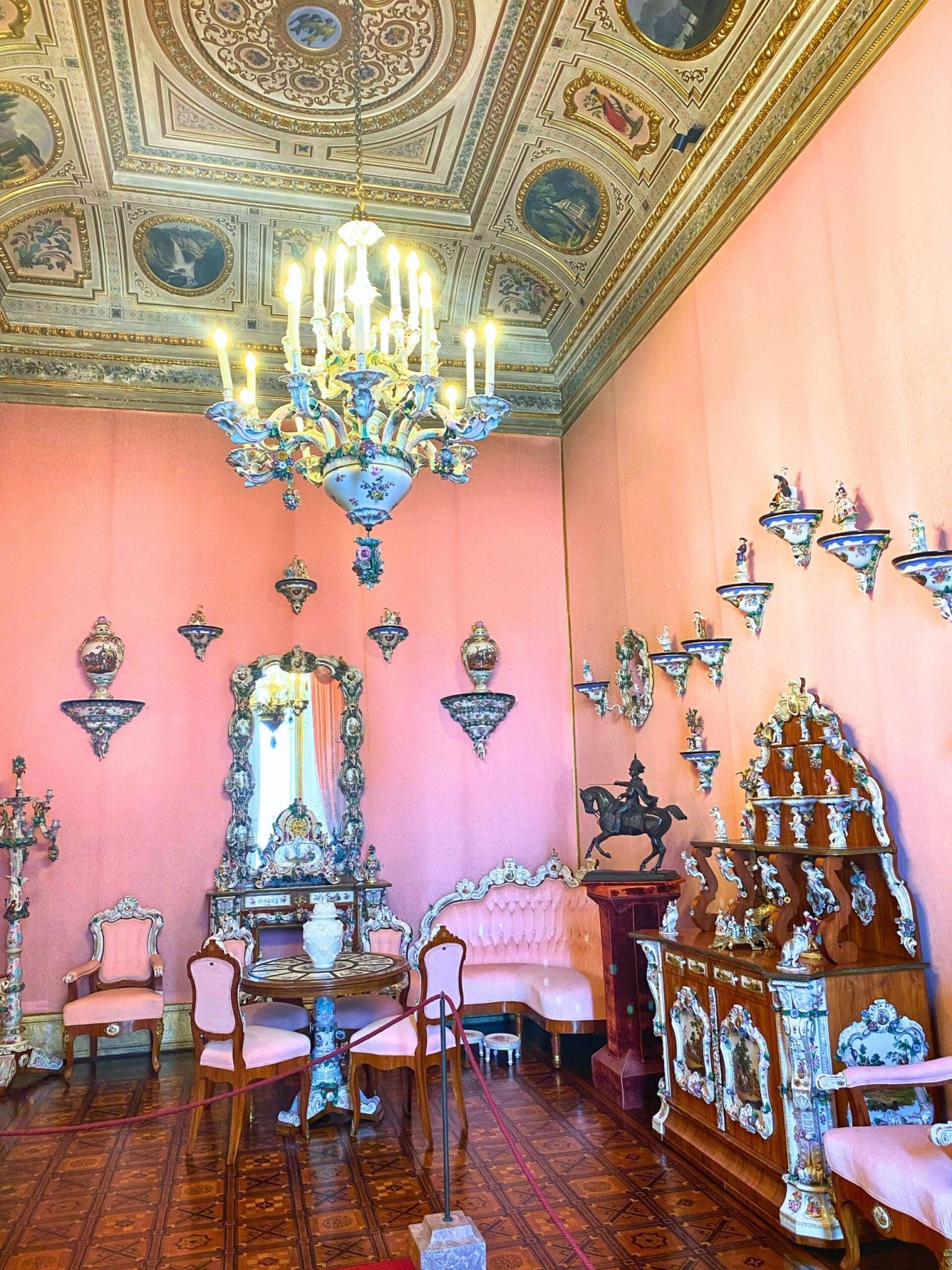 3-Day Lisbon, Portugal Itinerary: A Budget-Friendly Plan + Map 14 Pink Room at the Palacio Nacional da Ajuda in Lisbon Portugal
