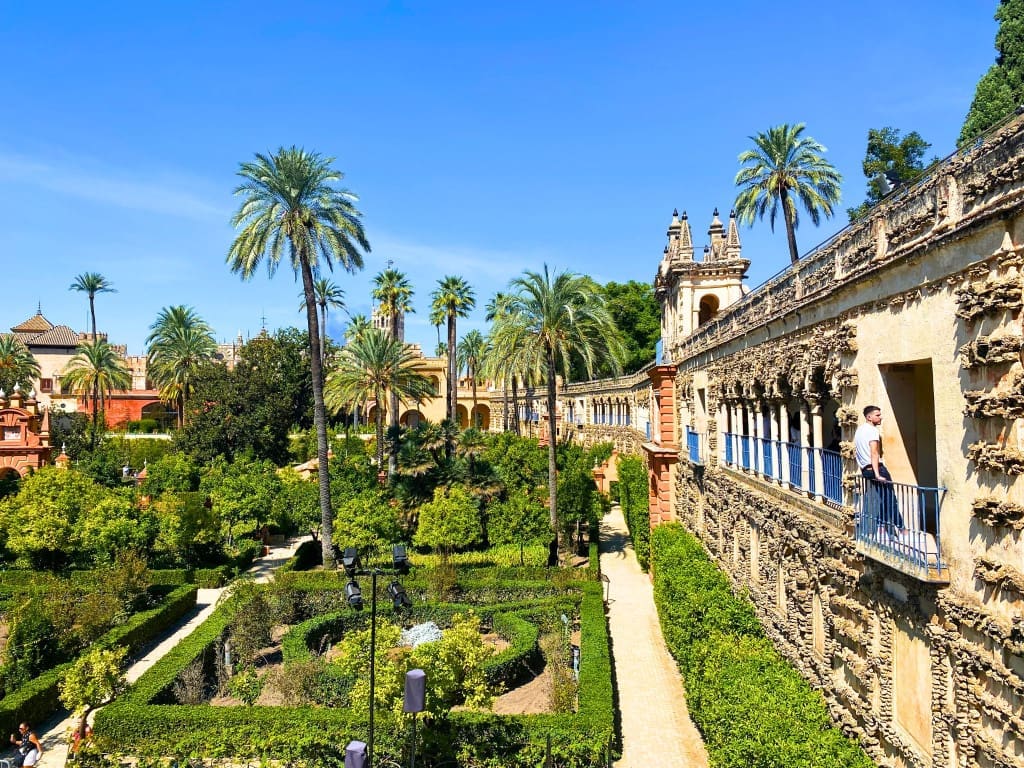 12 Days in Portugal and Spain: How to Plan a Itinerary for the Iberian Peninsula 27 Overlooking the Garden at the Royal Alcazar in Seville, Spain