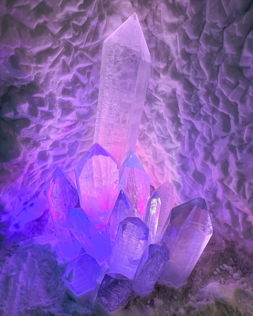 Rovaniemi in Winter: How to Build a First-Timer's Itinerary for Finnish Lapland 124 purple crystal ice sculpture at arctic snowhotel ice restaurant