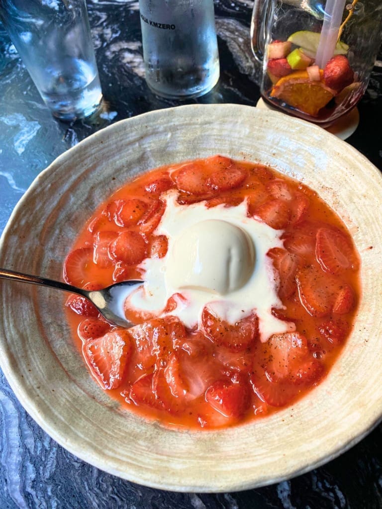 How to Spend 3 Days in Barcelona: A First-Timer's Travel Itinerary 76 robata barcelona dessert strawberries pepper vodka