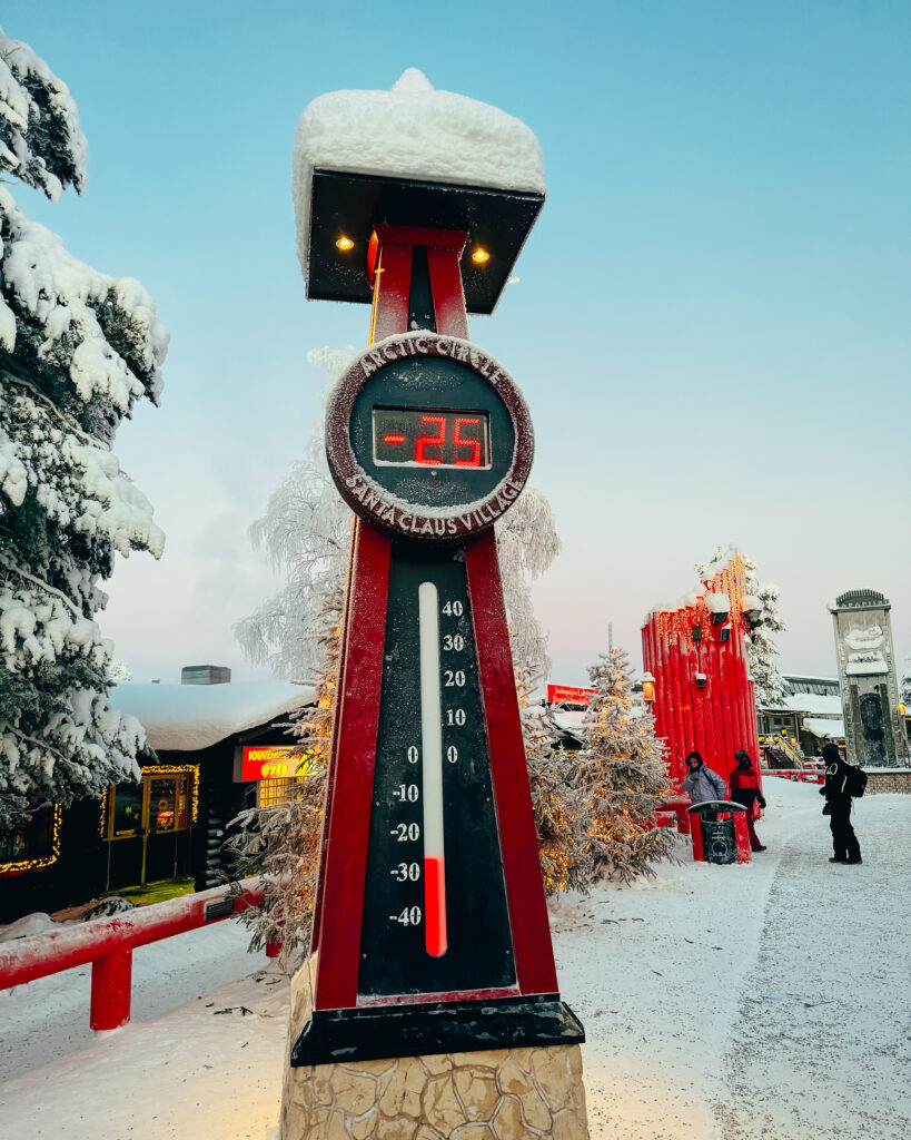 Rovaniemi in Winter: How to Build a First-Timer's Itinerary for Finnish Lapland 16 santas village arctic thermometer in rovaniemi