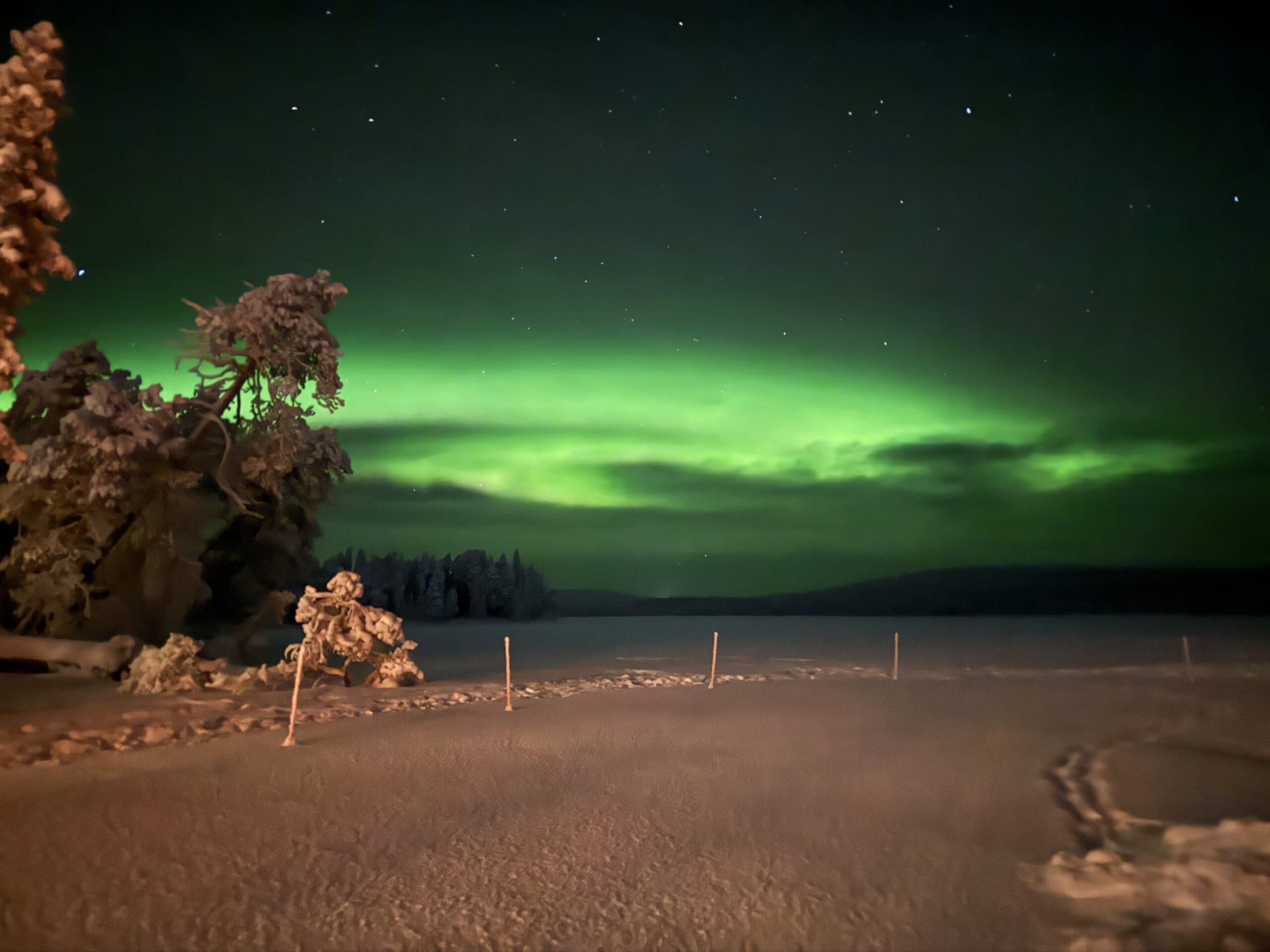 Rovaniemi in Winter: How to Build a First-Timer's Itinerary for Finnish Lapland 33 trees northern lights snowy lake lapland finland