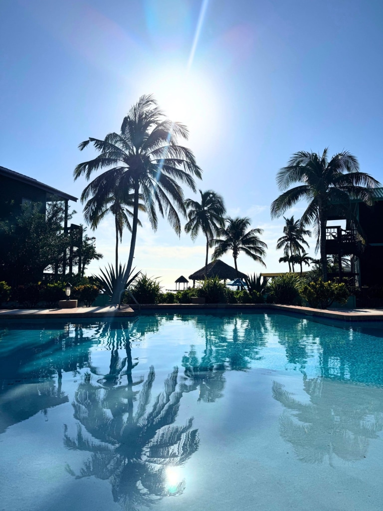 X'tan Ha Resort: Review of My Stay at Ambergris Caye, Belize's Hidden Gem 27 pool palm reflection x tan ha resort ambergris caye belize